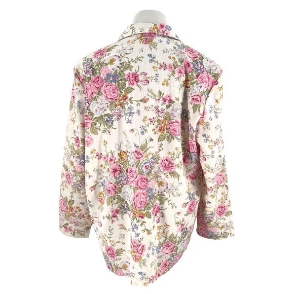 Vintage Blair 80s Floral Bouquet Cream Blazer Jacket Size 16 - Picture 4 of 12